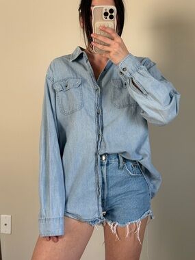Vintage Wrangler Chambray Denim Men’s Shirt Size Large